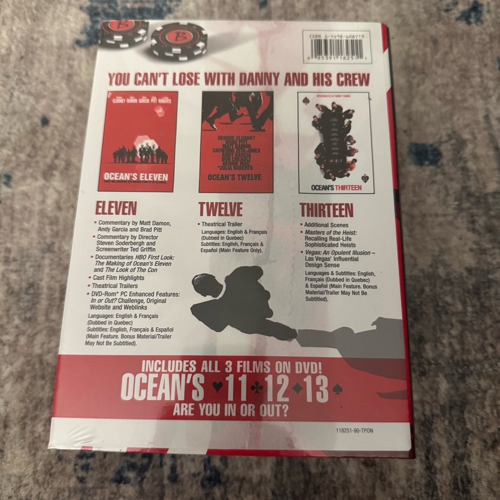 Ocean’s 11 12 13 Trilogy - 3 DVD Movie Box Set-Clooney, Pitt, Damon, Roberts NEW - Picture 2 of 4